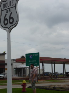 Chris points the way to Amarillo